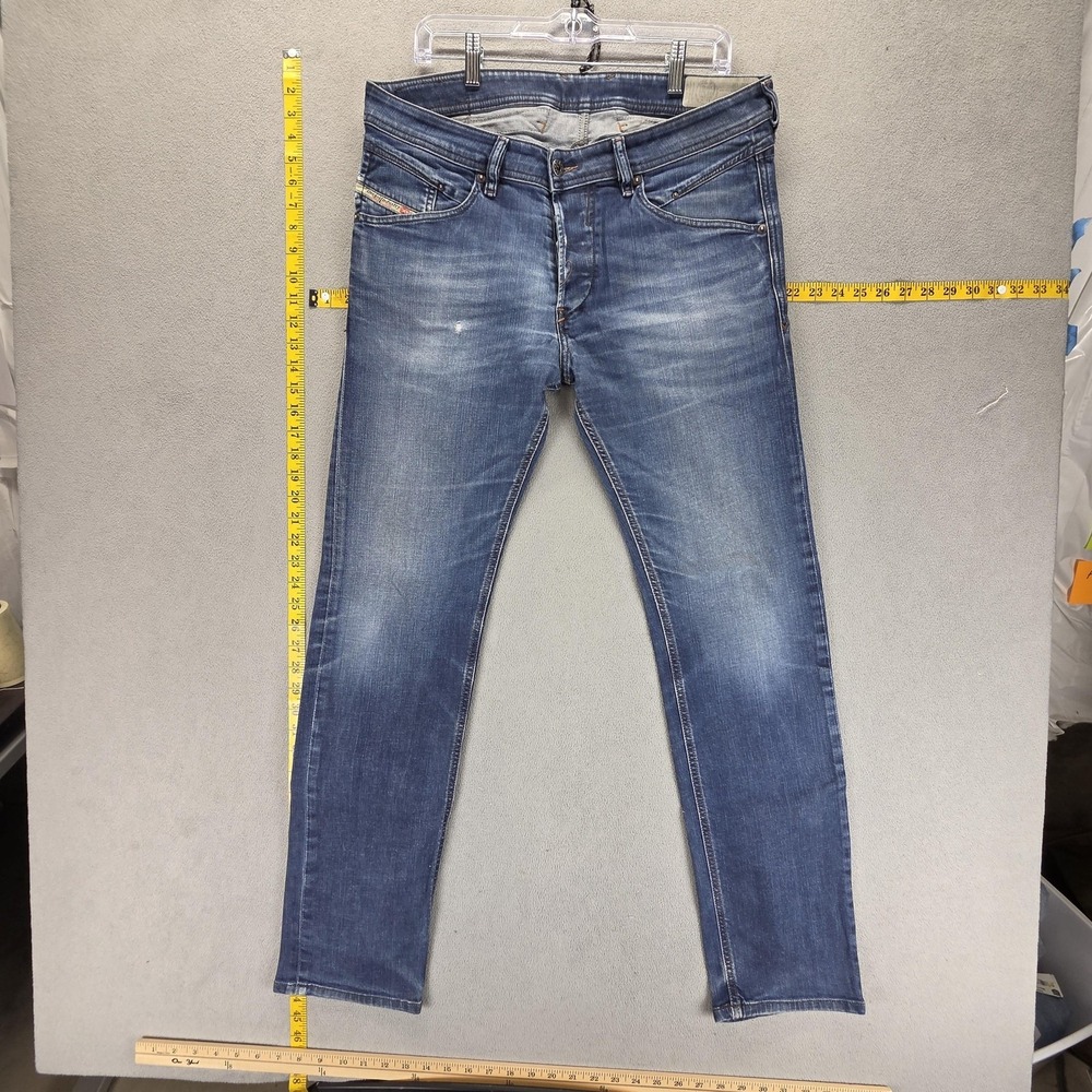 Diesel Jeans Mens 32x32 Blue Belther-R‎ Regular Slim Tapered Button Fly Stretch